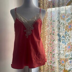 Slip top with white lace detail